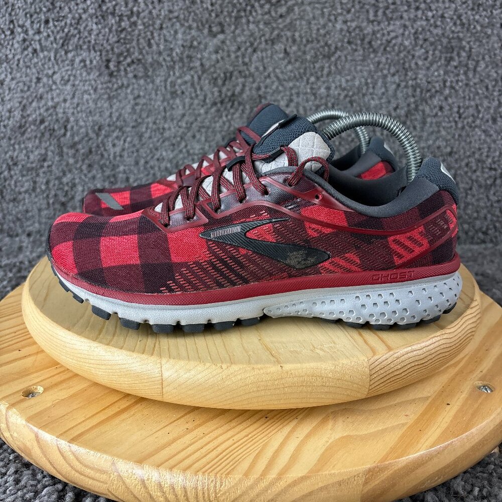 Brooks Women's Red Black Plaid Athletic Running Shoes